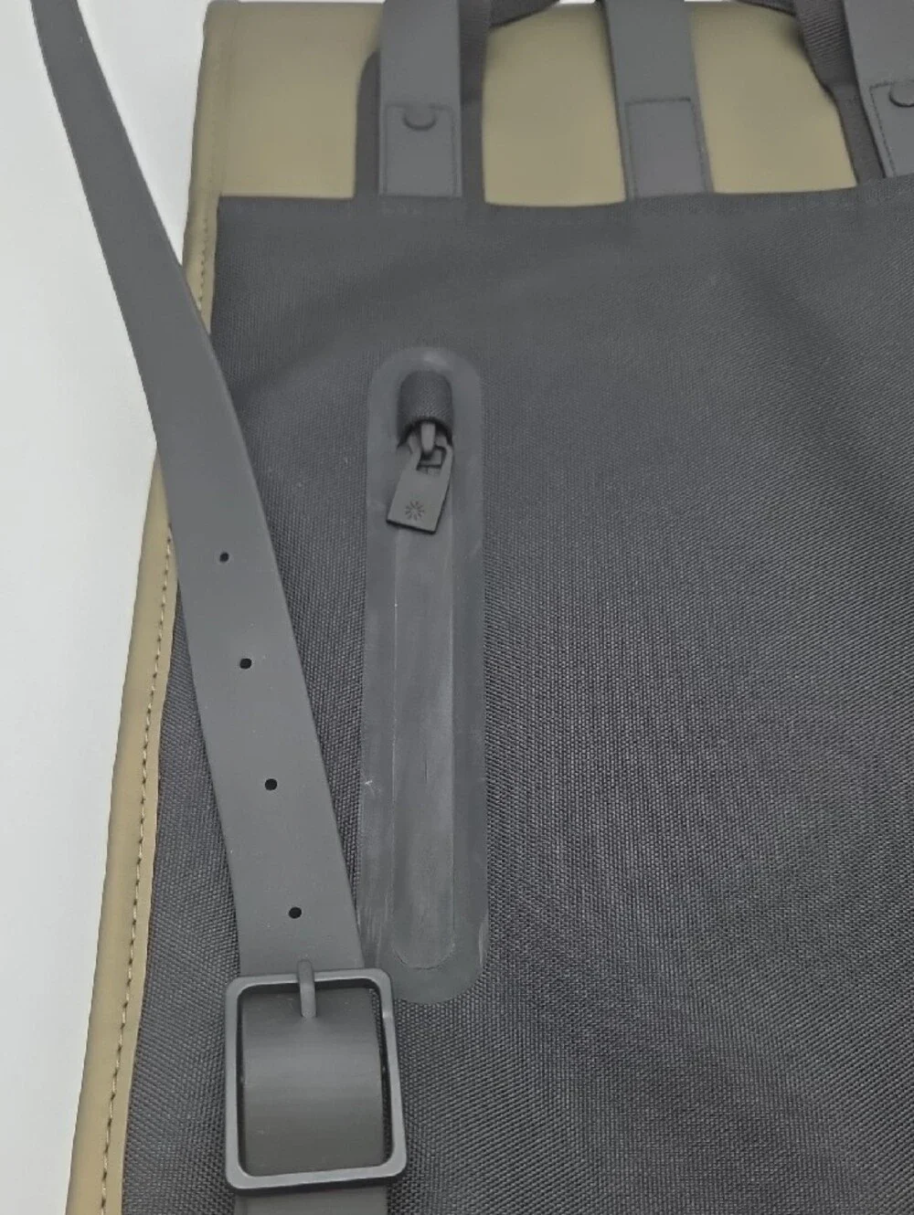 RAINS Olive Roll-Top Backpack with Black Strap